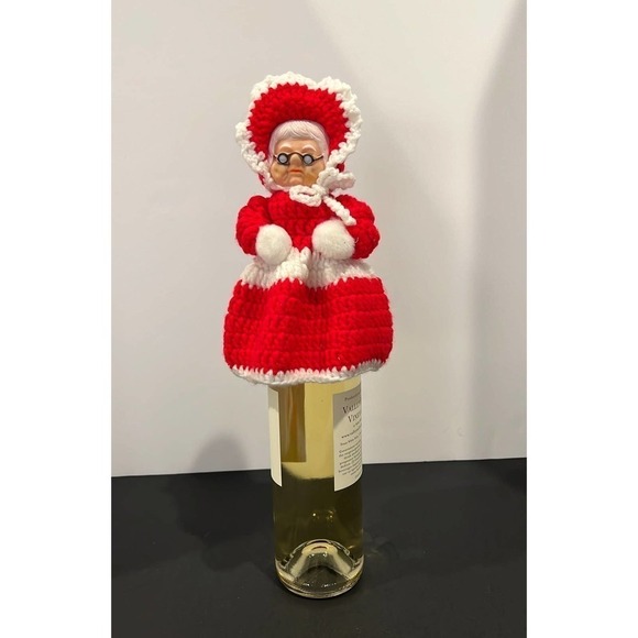 Wine Bottle Kitschy Christmas‎ Topper Mrs Claus - Picture 2 of 5